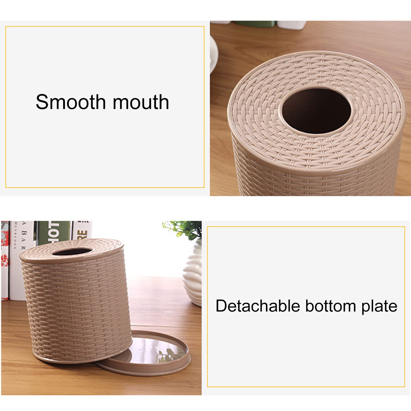 Rattan Tissue Box Cover - Wicker Toilet Paper Holder with Lid for Bathroom Storage - Decorative Round Tissue Protector for Single Roll (Dark Brown) - Perfect for Bathroom, Living Room, and Bedroom Organization