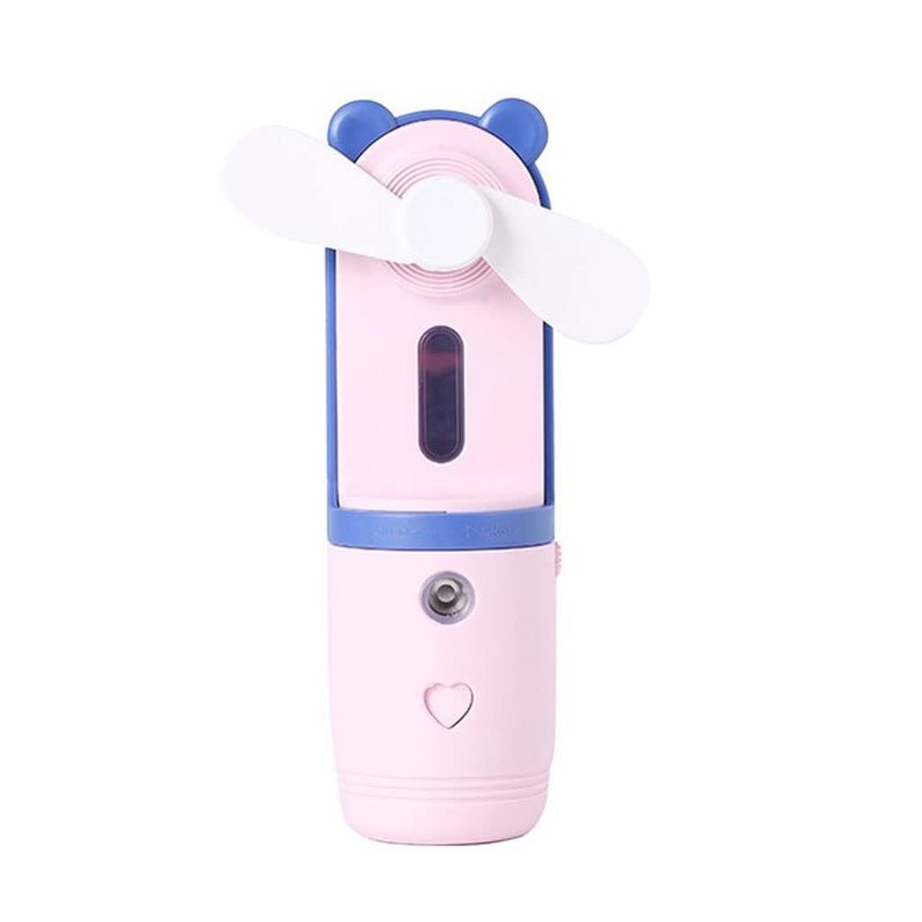Portable USB Rechargeable Handheld Mist Spray Fan - Mini Cooling Fan with Humidifier for Outdoor, Travel, Camping & Home Use (Pink, 90x43x140mm)