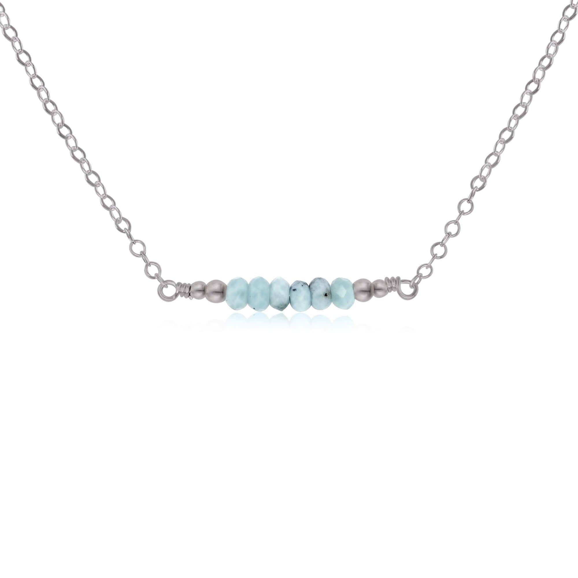 Sparkling Blue Larimar Faceted Bead Bar Necklace - Handmade Gemstone Jewelry for Women, Healing Crystal Pendant Necklace | Perfect for Meditation, Yoga, Gifts & Boho Fashion