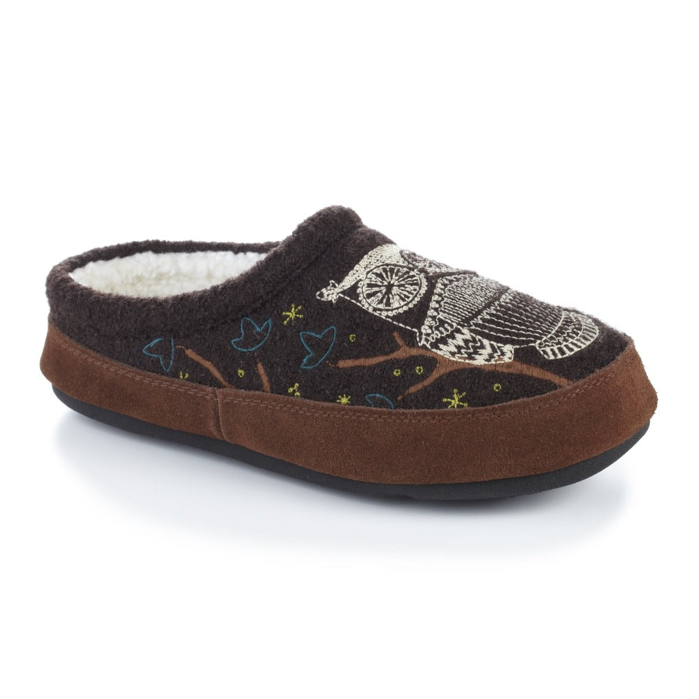Women's Cozy Forest Mule Slippers with Non-Slip Indoor/Outdoor Sole - Soft House Shoes for Relaxing at Home, Quick Errands & Backyard Comfort