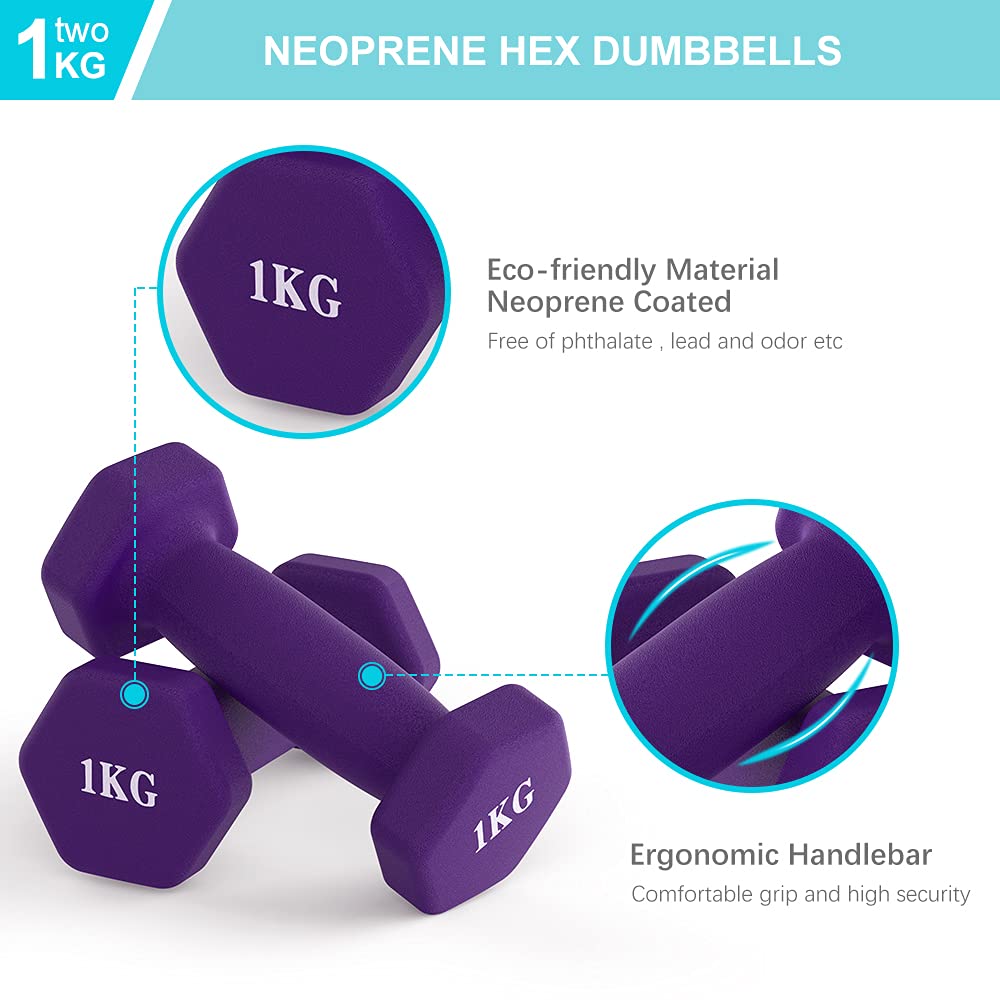 Neoprene Dumbbells Set of 2 - Home Gym Fitness Weights for Strength Training, Workout & Exercise - Perfect for Home Workouts, CrossFit, and Weight Lifting