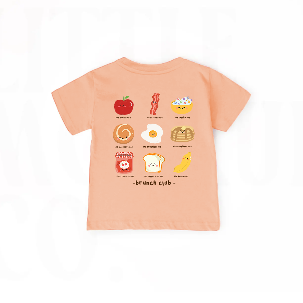 Brunch Club Kids Graphic T-Shirt - Fun Front & Back Design for Boys & Girls - Perfect for Playdates, School, and Casual Outings