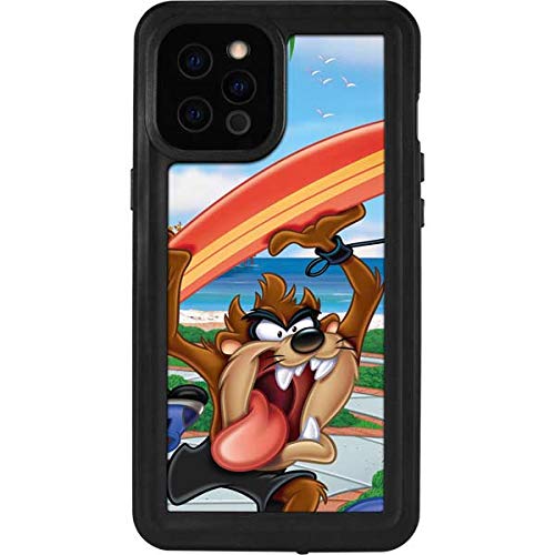 Waterproof Phone Case for iPhone 12 Pro Max - Officially Licensed Looney Tunes Tasmanian Devil Surfboard Design | Shockproof & Durable Protection for Swimming, Beach, Outdoor Activities