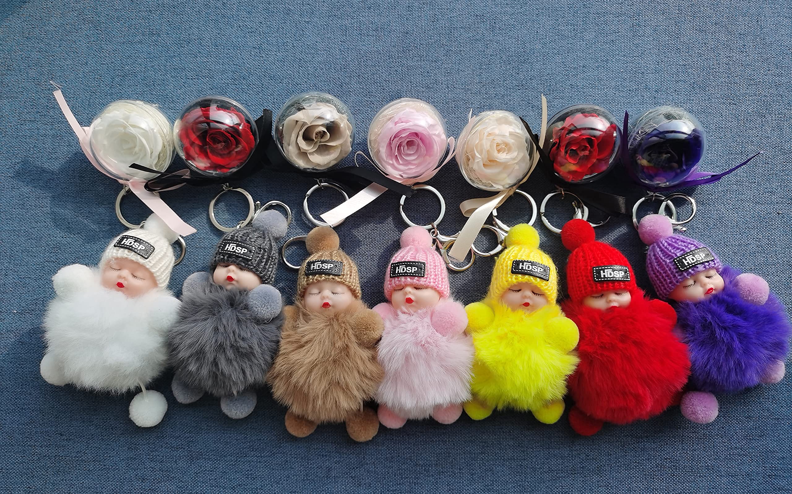 Cute Doll Keychain - DORIS&JACKY Key Fob Ring Charm Accessories for Purse, Wallet & Car Keys | Perfect Gift for Women, Girls & Keychain Collectors
