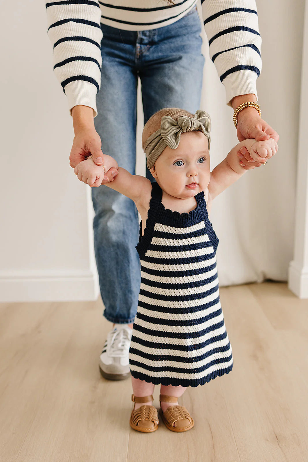 Navy Blue Striped Knit Tank Dress for Women - Casual Summer Beachwear, Vacation Outfit, and Boho Style Fashion