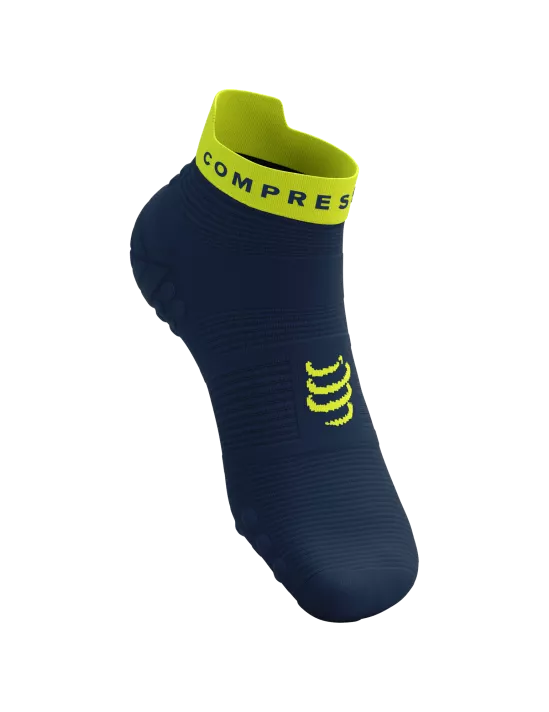Compressport Unisex Pro Racing Socks v4.0 - Running Socks for Men & Women - Breathable Low-Cut Athletic Socks - Blue/Green Sheen - Perfect for Marathon, Triathlon & High-Performance Sports