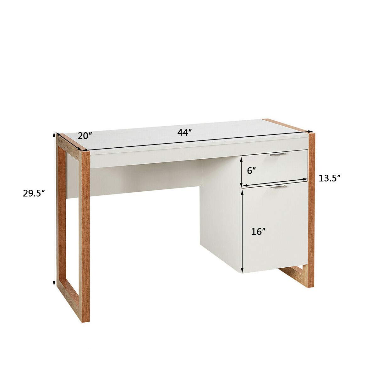 Modern Home Office Computer Desk - Ergonomic Laptop Workstation for Studying, Writing & Gaming with Wide Tabletop, Storage Cabinet & Large Drawer | Perfect for Small Spaces, Remote Work & Online Classes
