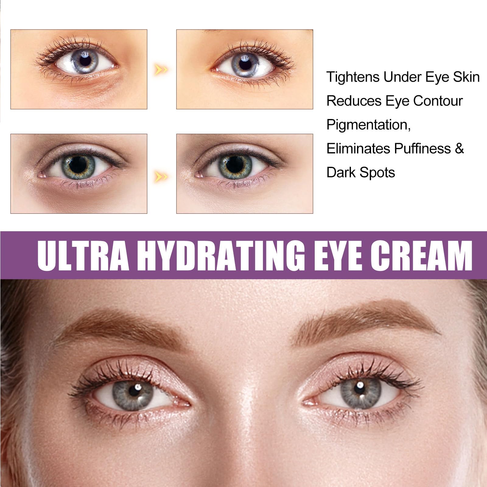 KOAHDE Moisturizing & Firming Eye Cream for Women - Anti-Puffiness, Wrinkle Reduction & Smoothing Eye Contour Treatment | Dark Circle Remedy for Day & Night Use