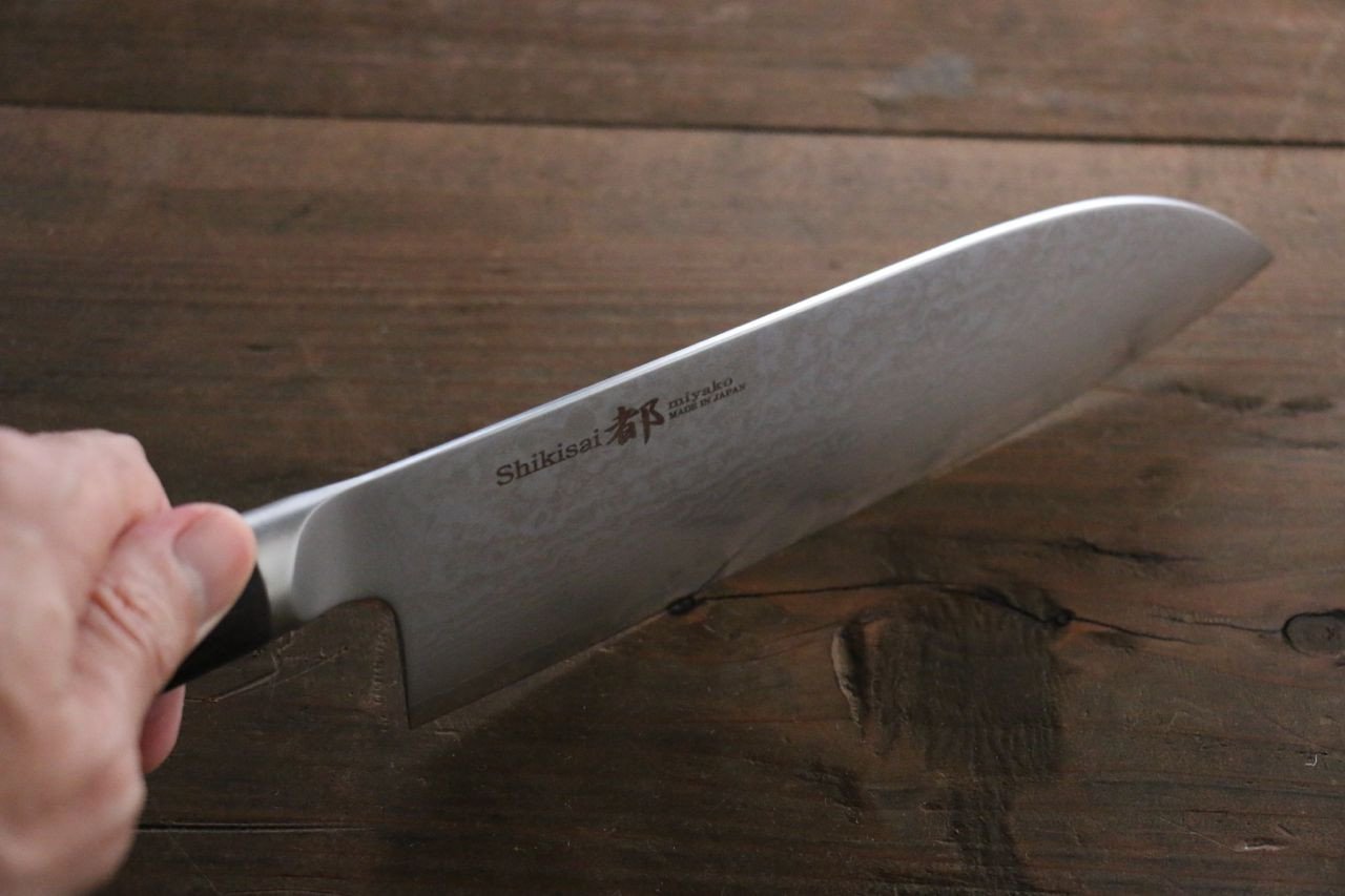 Premium Miyako AUS8 33-Layer Damascus Santoku Knife 165mm - Japanese Kitchen Knife for Professional Chefs & Home Cooking - Perfect for Slicing, Dicing & Chopping Vegetables, Meat & Fish