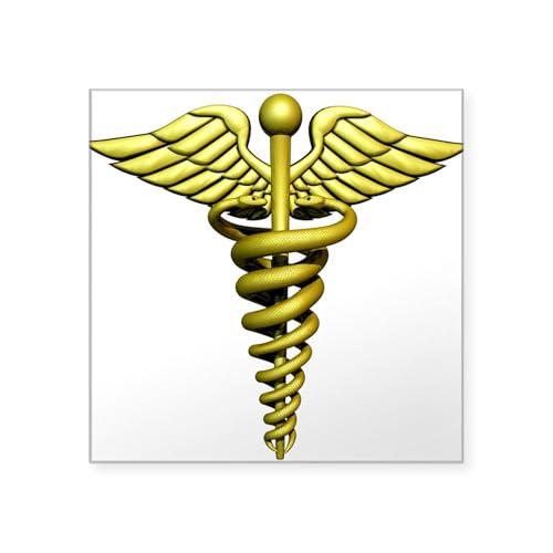 Clear - Golden Medical Symbol Square Sticker 3 X 3