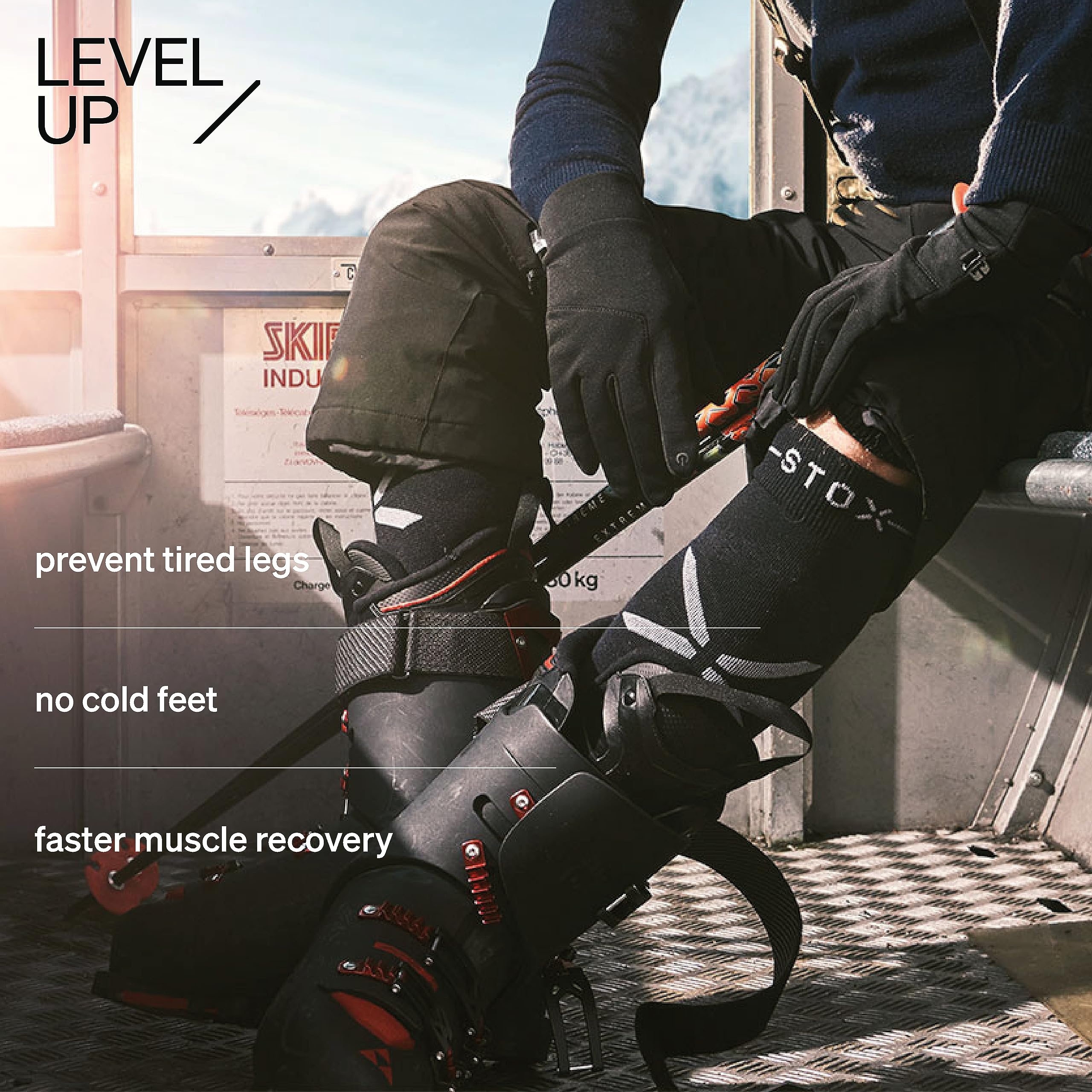 STOX Energy Socks - Men's Thermal Compression Ski Socks with Merino Wool - Winter Snowboard & Skiing Socks for Warmth & Performance - Perfect for Cold Weather Sports & Outdoor Activities
