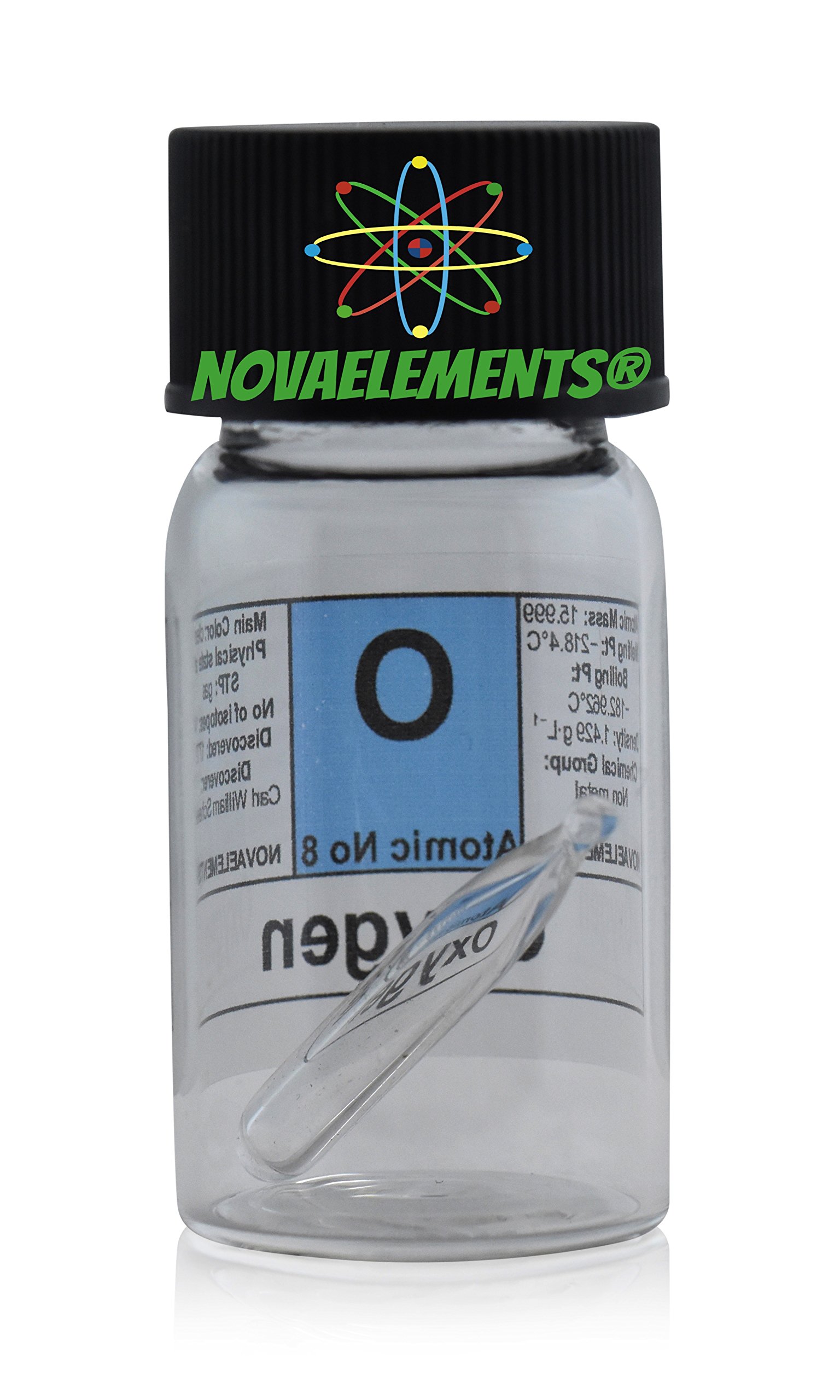 Pure Oxygen Element 8 O Gas - Rarefied Oxygen in Mini Glass Ampoule with Label | Lab Experiments, Scientific Research & Emergency Oxygen Supply