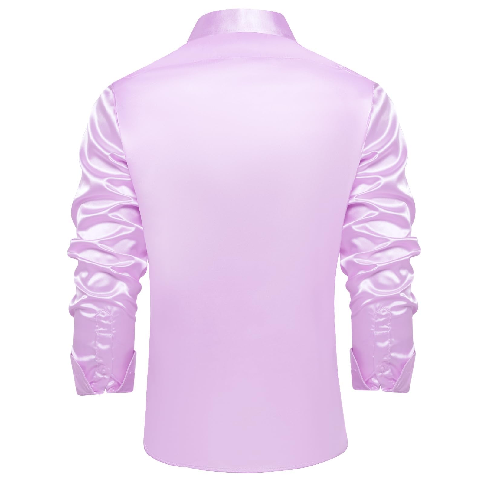Men's Satin Shiny Long Sleeve Button Down Dress Shirt - Solid Color Regular Fit Formal Shirt with Pocket for Wedding, Party & Business Occasions | Office Wear, Date Night & Special Events Attire