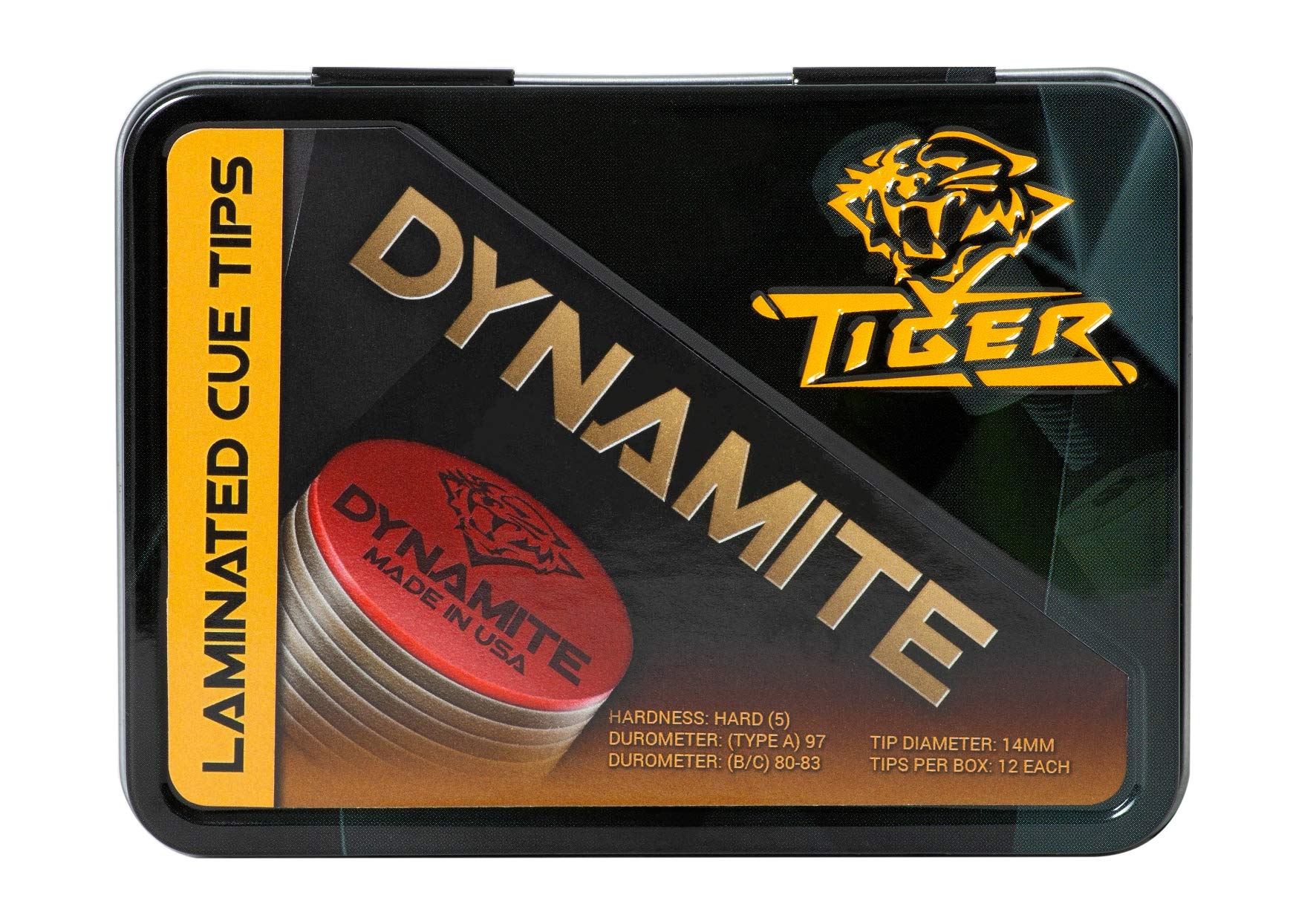 Tiger Dynamite Laminated Hard Pool Cue Tips - 2 Pack (13mm) - Perfect for Precision Shots in Billiards and Snooker