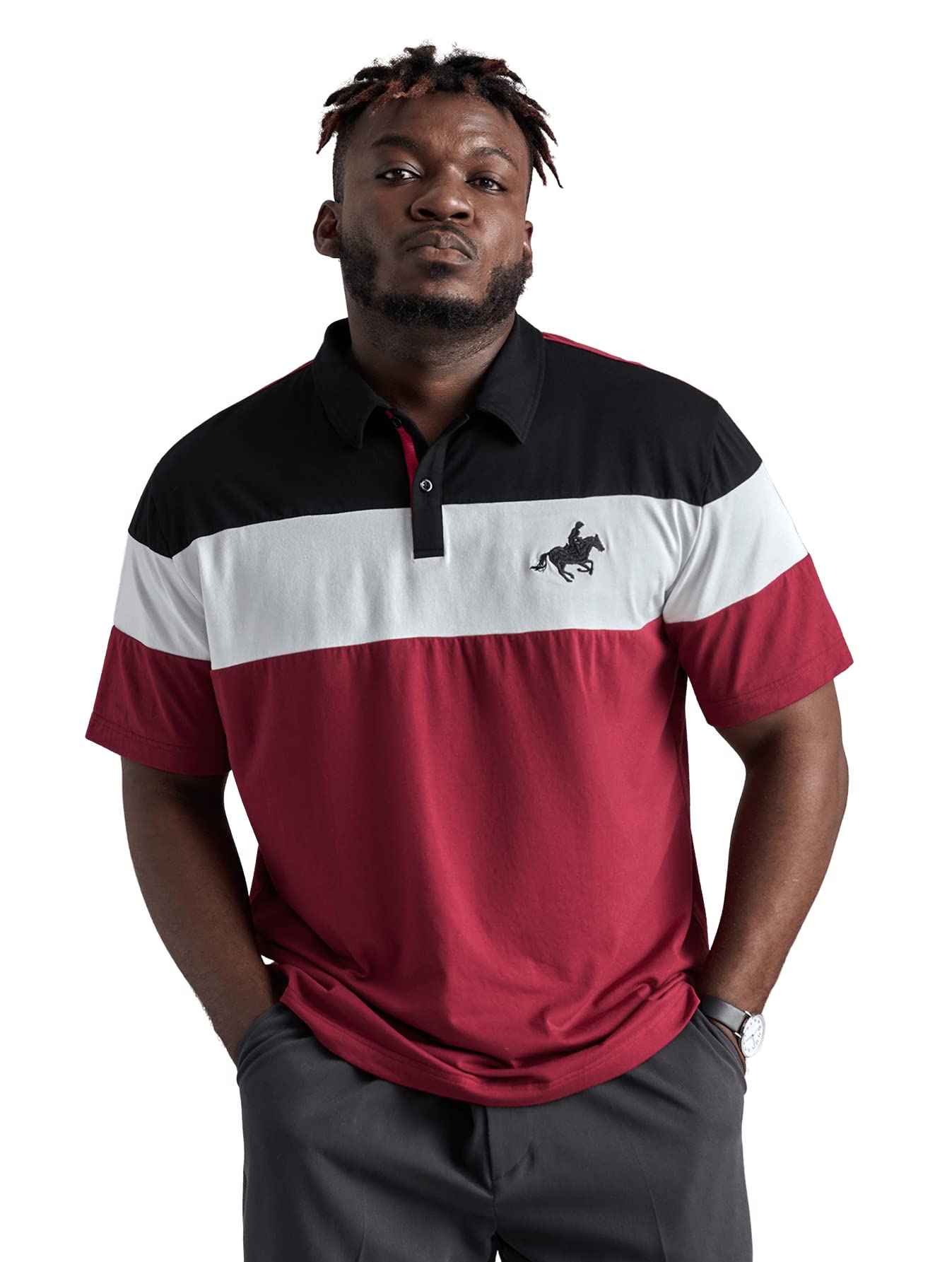 WDIRARA Men's Slim Fit Polo Shirts for Golf & Summer - Breathable Short Sleeve Casual Tops with Contrast Collar | Perfect for Golfing, Office Wear, and Outdoor Activities