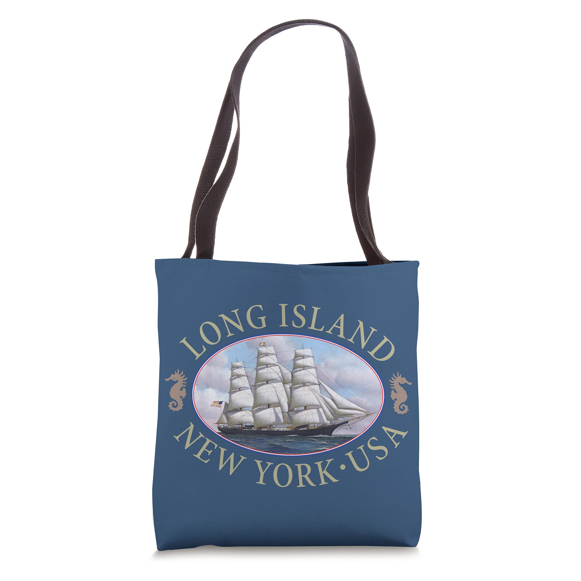 Long Island New York Nautical Tote Bag - Stylish Beach Bag for Women, Perfect for Summer Travel, Shopping & Beach Outings
