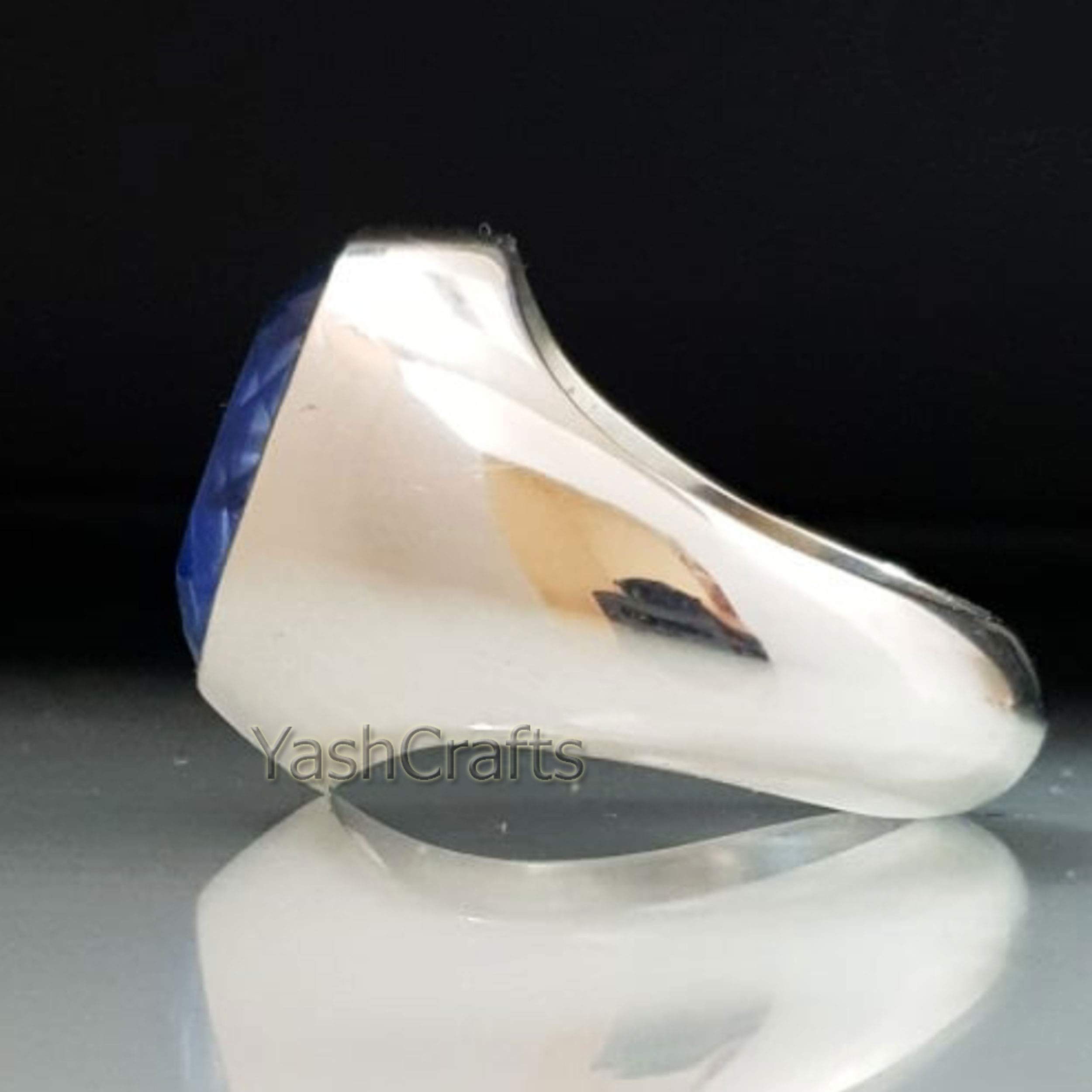Hydro Blue Sapphire Ring for Men - 925 Sterling Silver Statement Ring | Engagement, Wedding & Anniversary Ring | Blue Sapphire Hydro Gemstone Jewelry | Perfect Christmas Gift for Him | Ideal for Proposals, Weddings & Special Occasions