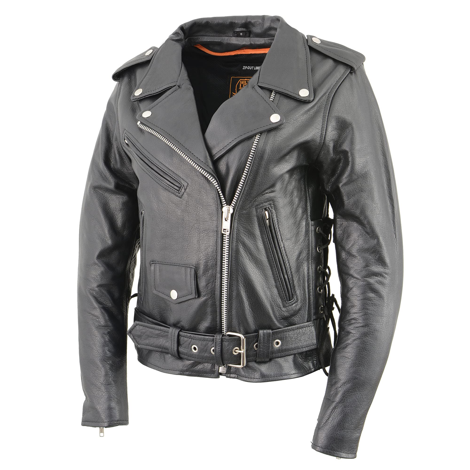 Milwaukee LKL2700 Women's Full-Length Traditional Leather Police Motorcycle Jacket - Durable Riding Gear for Harley, Cruiser & Street Bikes (Casual Wear & Motorcycle Safety)