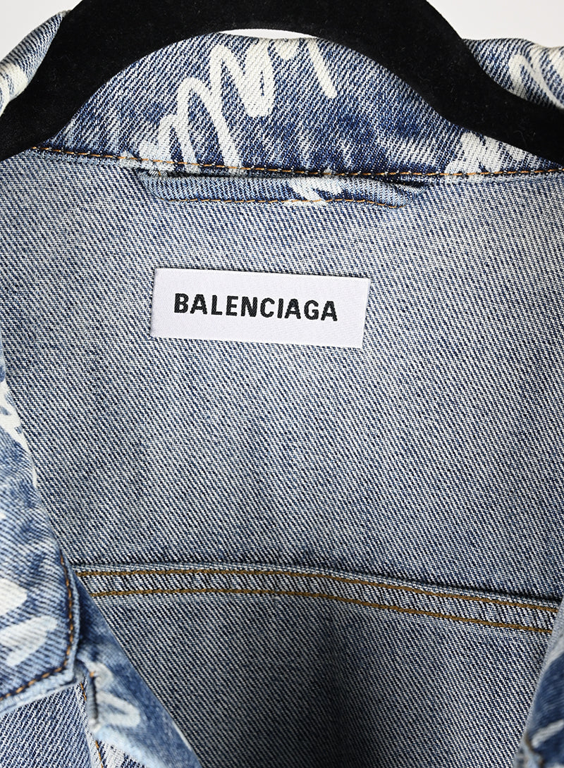 Balenciaga Denim Jacket with Logo - Size 40 | Stylish Oversized Fit for Men & Women | Perfect for Casual Outfits, Streetwear & Fashion Statements