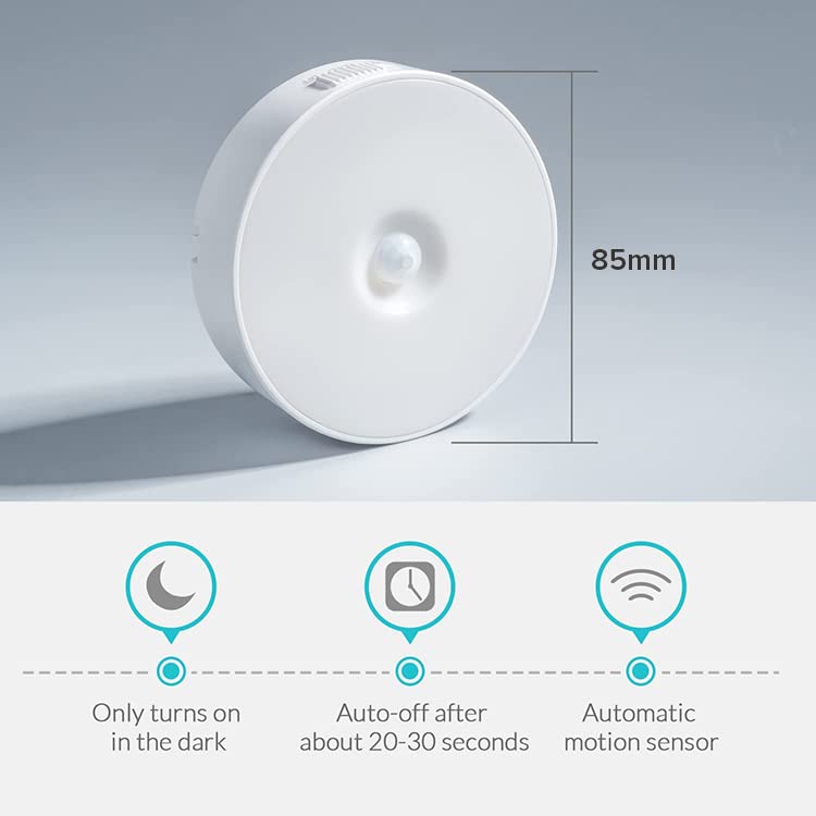 V88R® Motion Sensor Night Light - Battery Powered LED Stick-On Wall Light for Hallway, Garage, Bathroom, Cabinet - Auto On/Off for Safety & Convenience - Perfect for Bedrooms, Stairs, Closets and Dark Areas