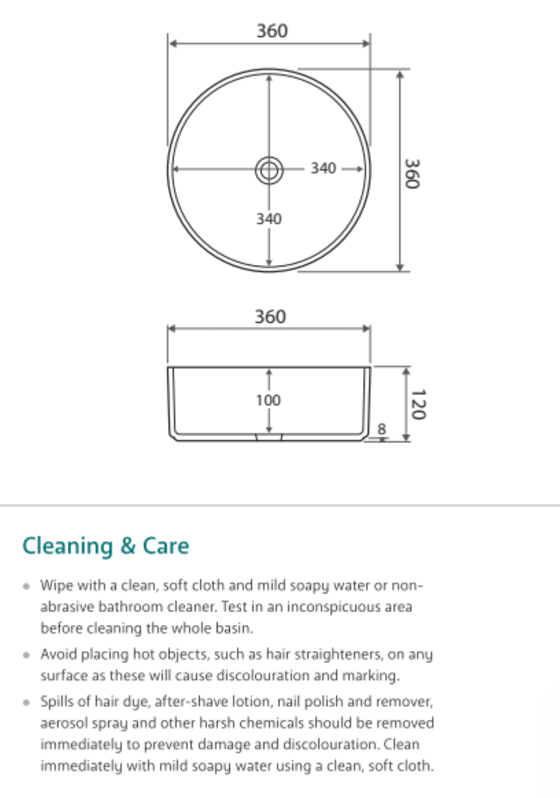 Fienza RB3134DG Reba Above Counter Ceramic Bathroom Sink in Dark Grey - Perfect for Modern Vanities and Powder Rooms