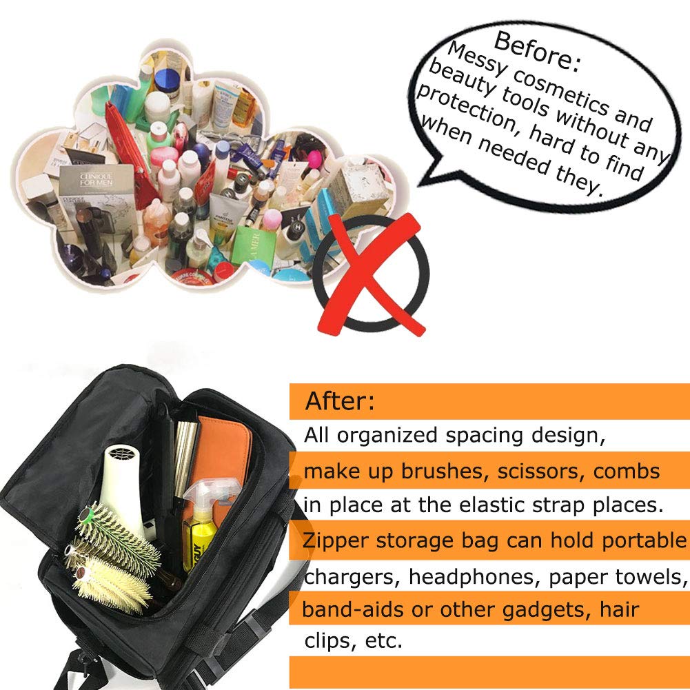 MAVIS LAVEN Professional Travel Cosmetics Bag for Men & Women - Multi-functional Salon Hairdressing Tools Organizer for Toiletries, Makeup, Brushes & Styling Accessories - Perfect for Salon Professionals, Travel & Home Use