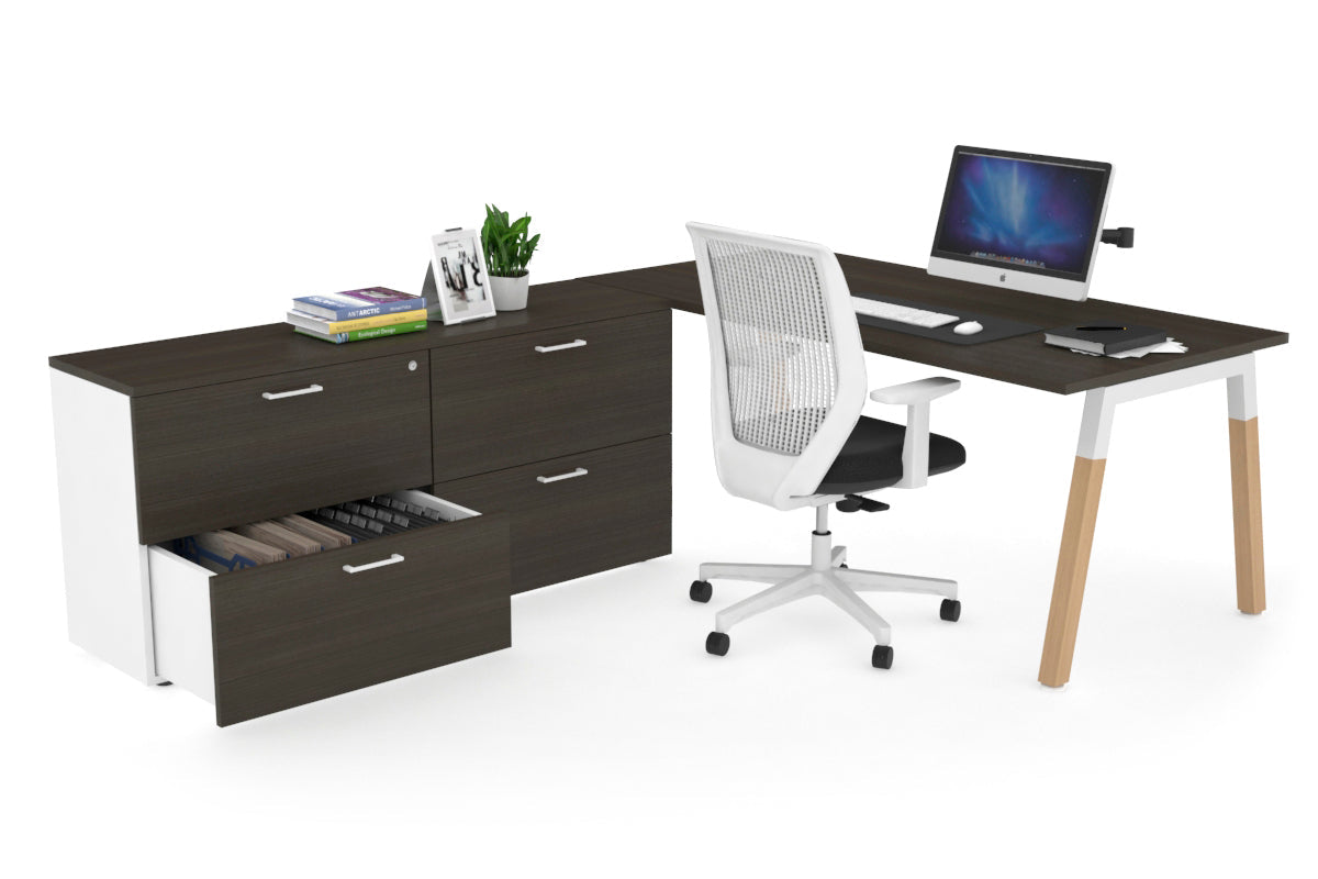 Premium Quadro A Legs Executive Desk with Wooden Legs & White Cross Beam - 1800L x 700W - Perfect for Home Office, Conference Rooms & Executive Workspaces