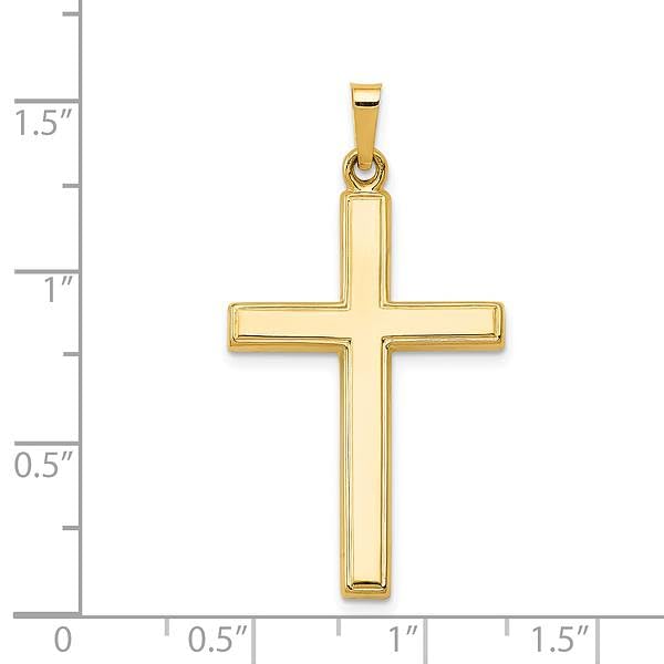 14K Solid Yellow Gold Latin Mexican Holy Cross Necklace - Religious Jesus Christ Pendant Charm for Women & Men - Perfect for Baptism, First Communion, Confirmation & Everyday Faith Jewelry