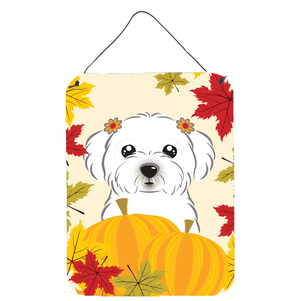Caroline's Treasures Thanksgiving Maltese Dog Metal Wall Art Sign - 12x16 Inch Multicolor Aluminum Plaque for Kitchen, Bar, Bathroom, Front Door & Home Decor - Perfect for Holiday Gifts & Seasonal Home Decoration