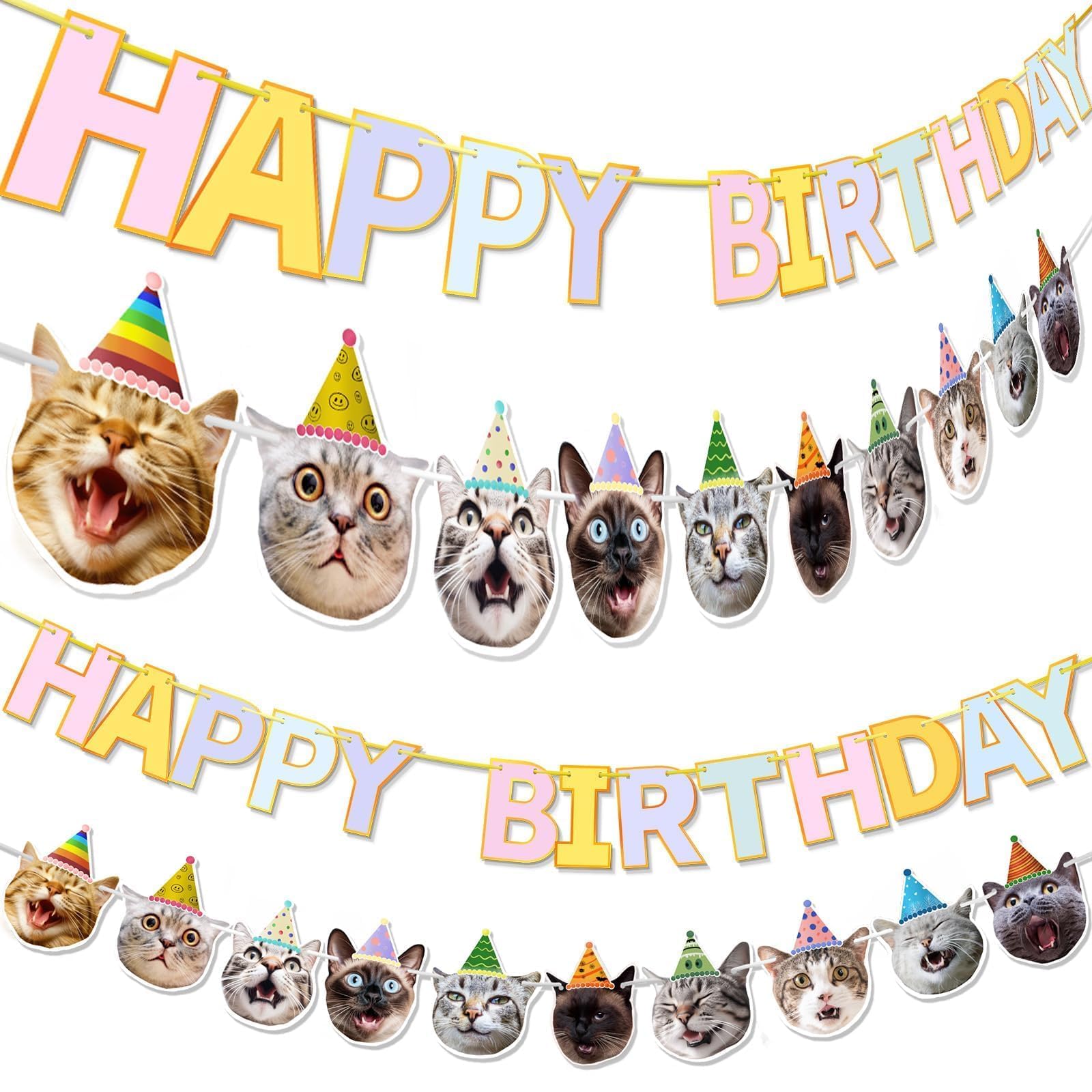 Happy Birthday Cat Banner & Garland - Party Decor for Cat Lovers