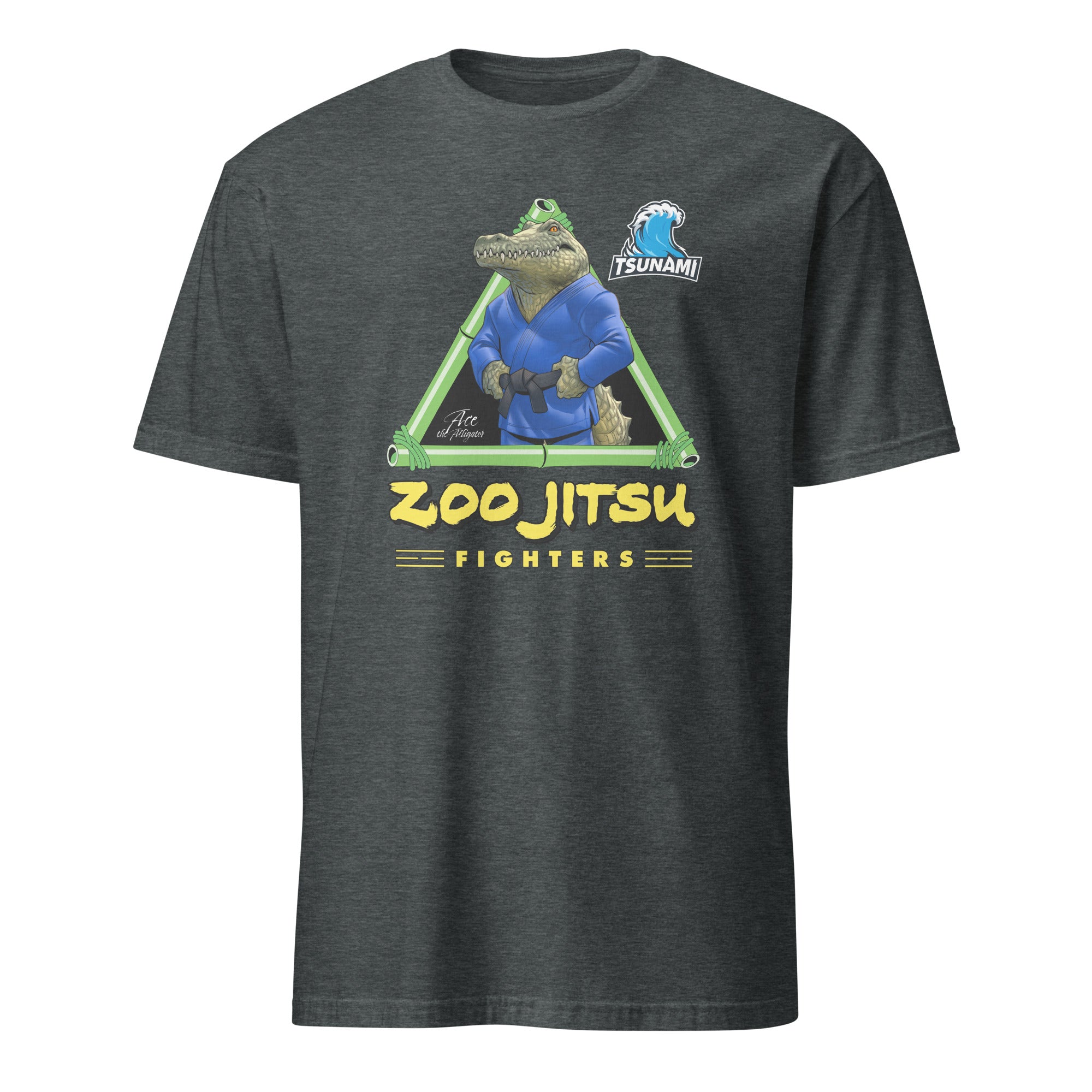 Zoo Jitsu Fighters Alligator Print Unisex Short Sleeve T-Shirt - Funny Animal Martial Arts Graphic Tee for Men & Women - Perfect for Gym, Casual Wear & Gifts