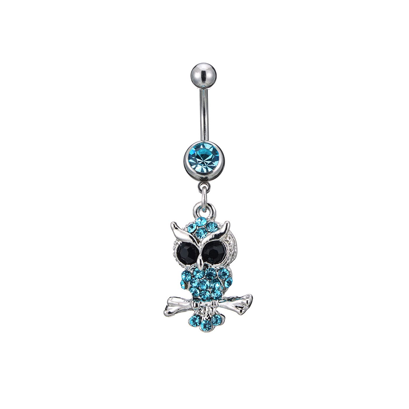 FUTIMELY Owl Crystal Rhinestone Belly Button Ring - Dainty Animal Navel Piercing Jewelry for Women - Perfect for Parties, Beach Wear & Body Art Fashion Accessories