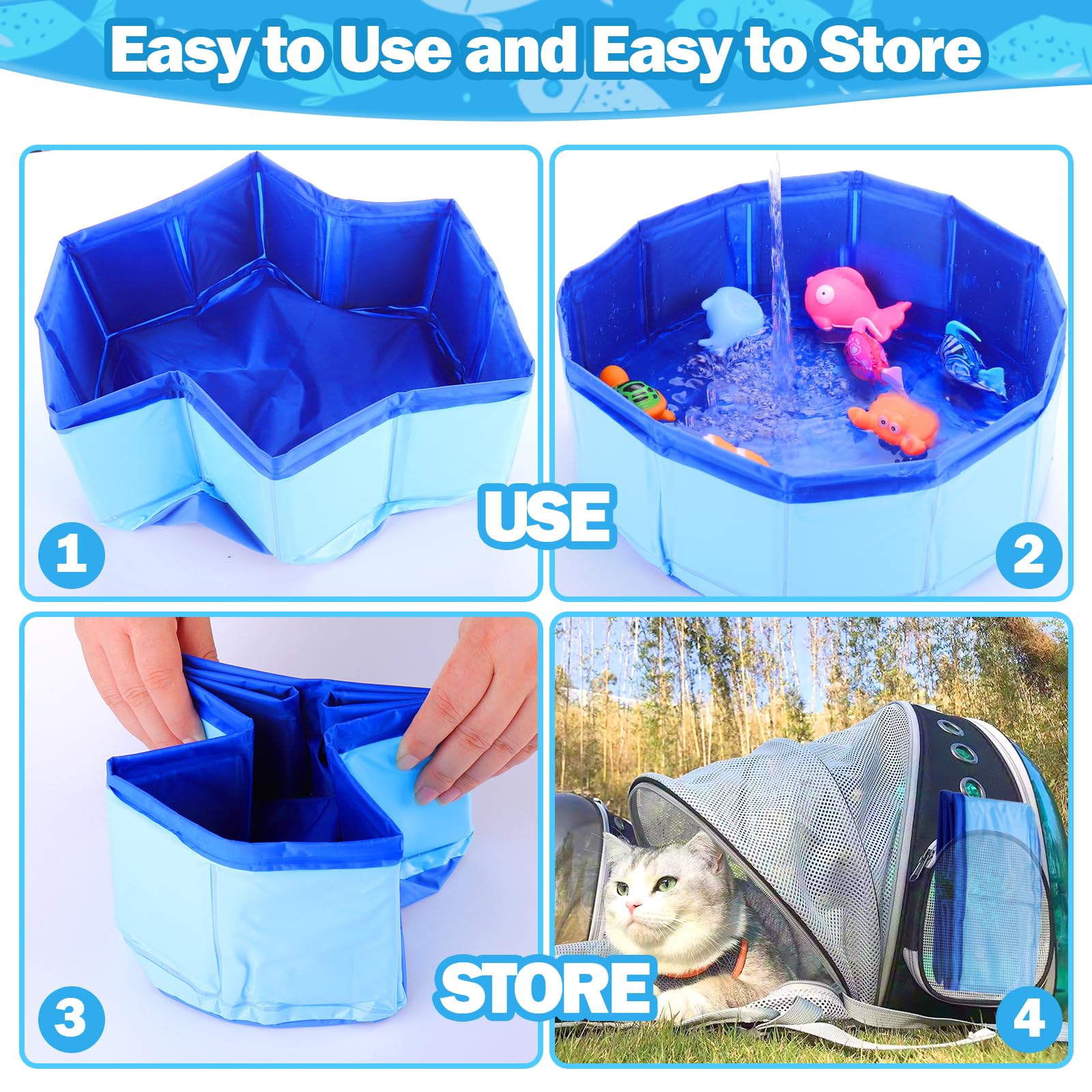 BABORUI Interactive Cat Pool Toy with Swimming Fish - Portable Water Play Toy for Indoor Cats | Summer Fun & Exercise for Bored Cats | Endless Self-Play in Bathtub, Backyard or Living Room
