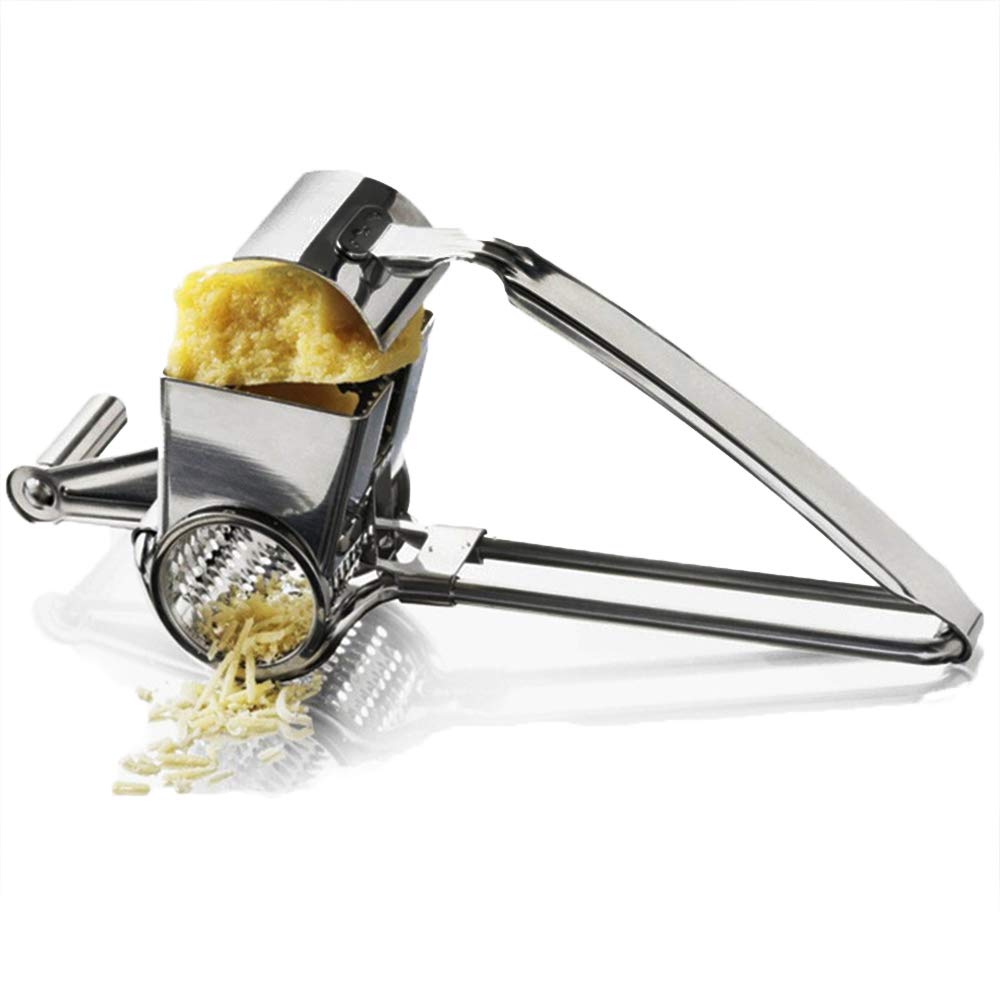LandHope Rotary Cheese Grater - Stainless Steel Handheld Grinder with Ergonomic Grip for Parmesan, Nuts & Chocolate - Perfect for Kitchen, Baking & Gourmet Cooking