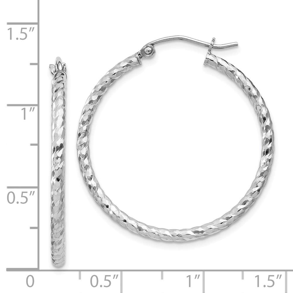 Sterling Silver Rhodium Plated Double Circle 2x30mm Hoop Earrings for Women - Elegant Everyday Jewelry for Work, Party & Special Occasions