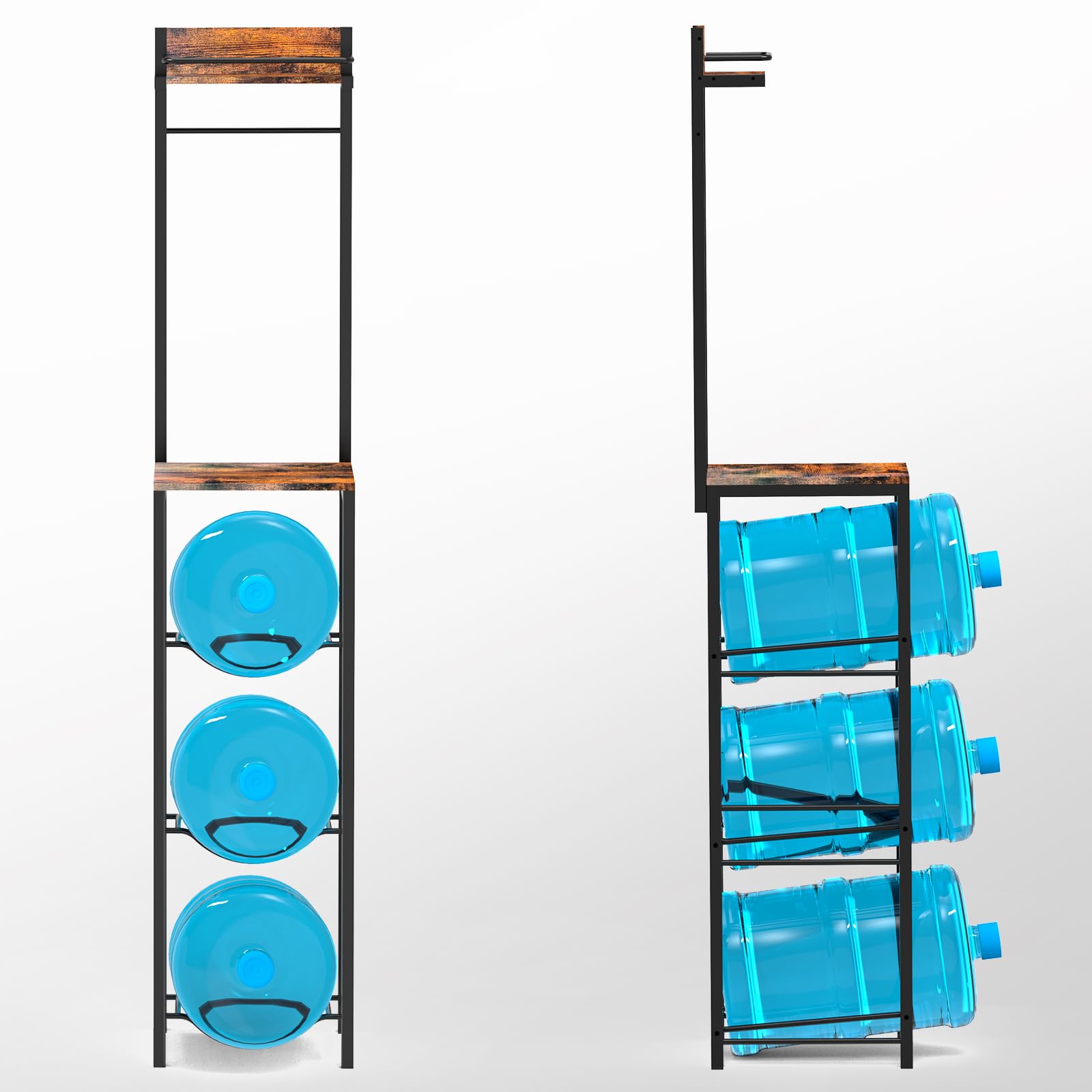 **5 Gallon Water Cooler Jug Rack - 3-Tier Removable Water Bottle Holder with Storage Shelves for Kitchen, Office & Living Room - Organizer for Coffee Machine & More (Upgraded)**    **Usage Scenarios:** Keep your kitchen, office, or living room organized with this versatile 3-tier water bottle rack—perfect for holding 5-gallon jugs, coffee machines, and other essentials while saving space.