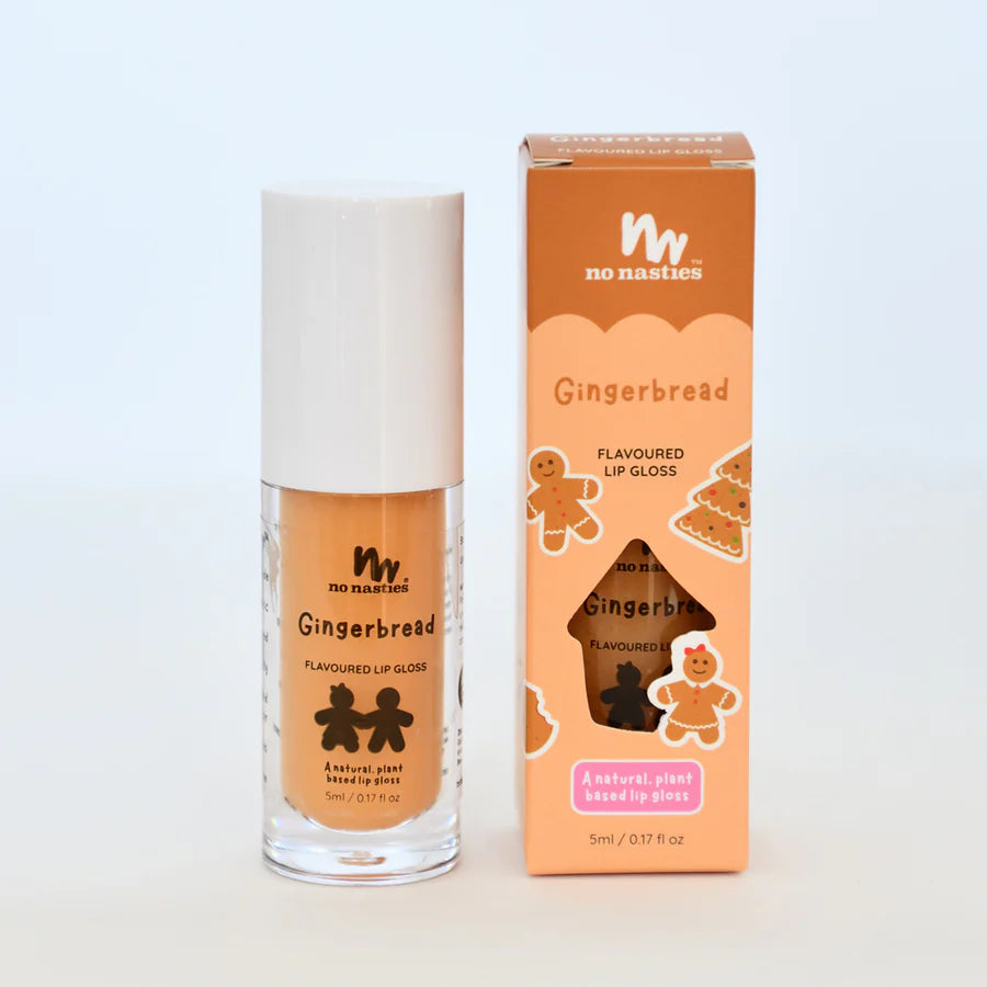 Natural Kids Lip Gloss - Christmas Limited Edition Gingerbread Flavor | Safe & Moisturizing Lip Care for Holiday Parties & School Events