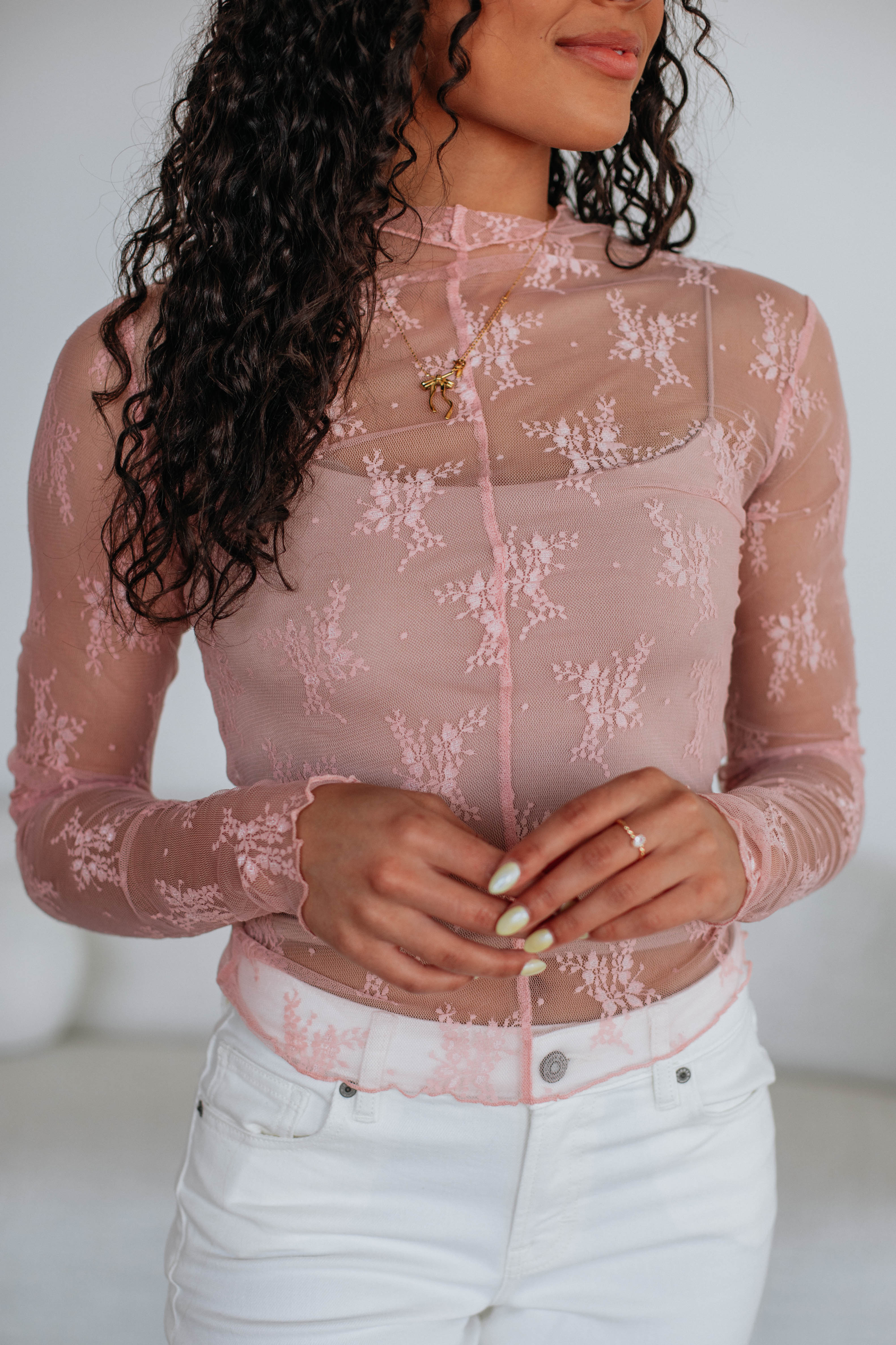Elegant Asa Lace Blush Top for Women - Perfect for Date Night, Parties & Special Occasions