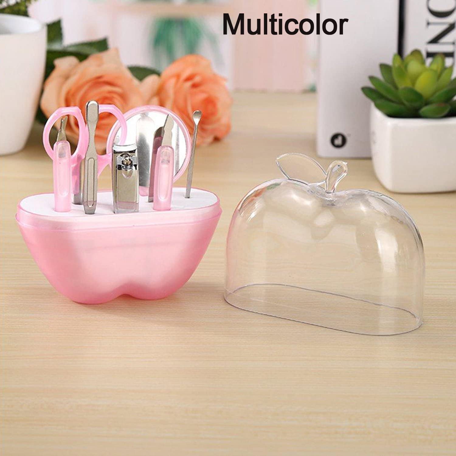 ATETO 8-in-1 Stainless Steel Manicure & Pedicure Set - Compact Apple Shaped Nail Clippers, Cleaner & Care Tools with Travel Case (1 Pack) - Perfect for Home Salon, Travel & Gift Giving