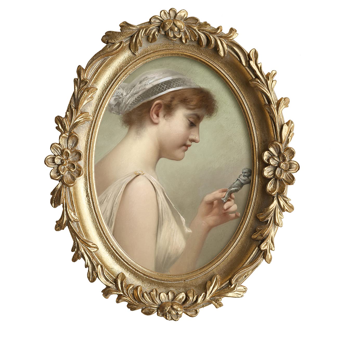 5×7 Baroque Antique Oval Picture Frame - Vintage Gold Wall & Tabletop Photo Frame for Wedding, Home Decor & Gift Display
