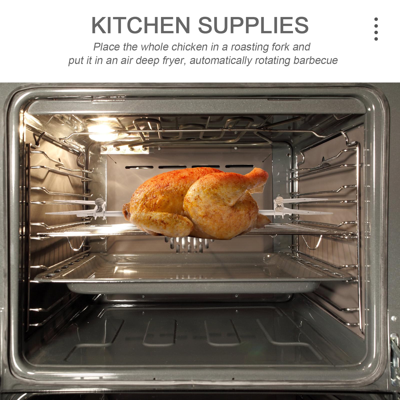 DOITOOL Stainless Steel Rotisserie Forks Set - Air Fryer Accessories for Rotating Baking, Perfect for Roast Chicken, Turkey & Kebabs - Compatible with Most Air Fryer Baskets - Ideal for Family BBQs, Parties & Healthy Cooking