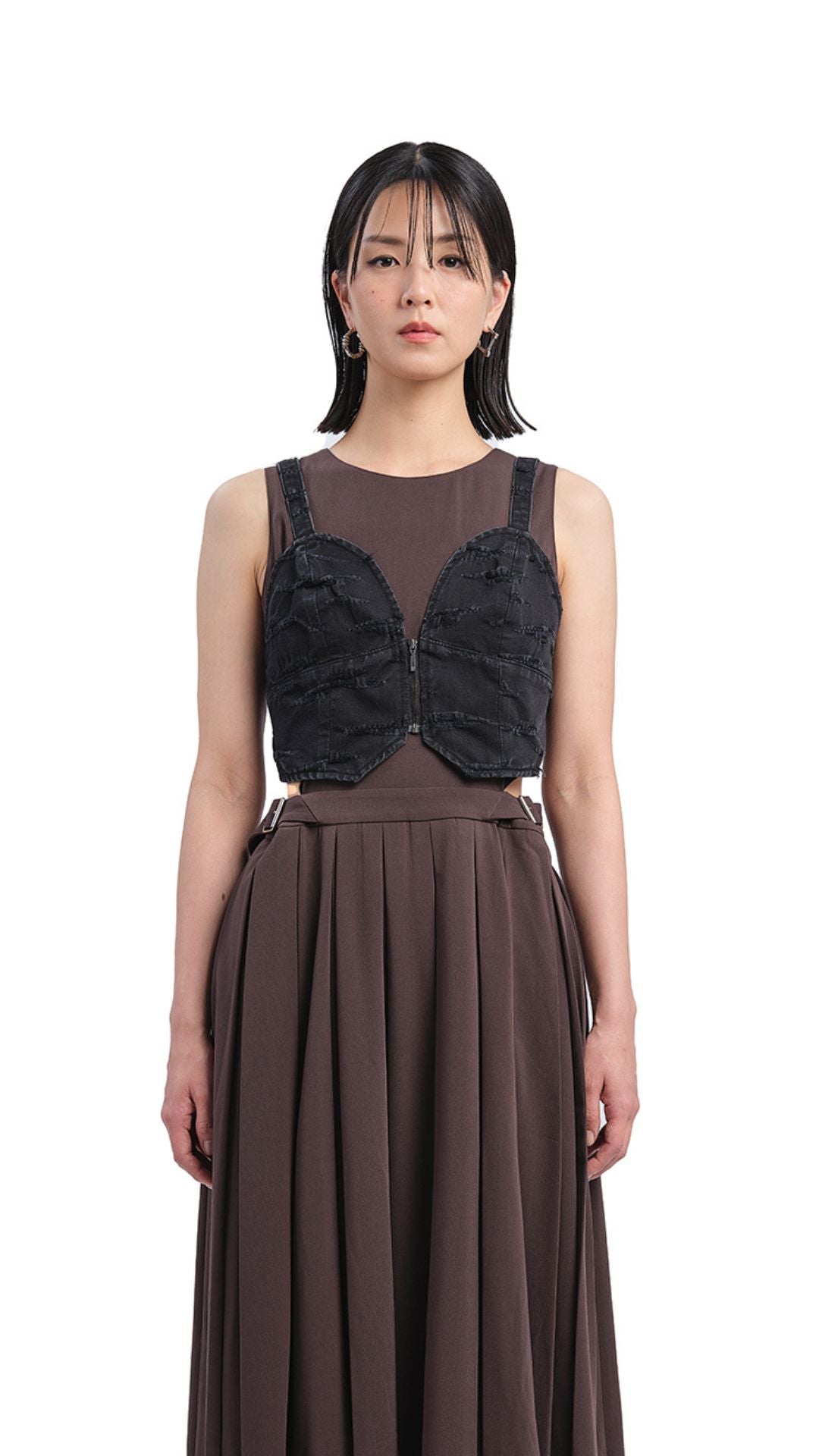 Distressed Denim Bustier Top - Vintage Style Corset for Women - Perfect for Music Festivals, Date Nights & Layering Outfits