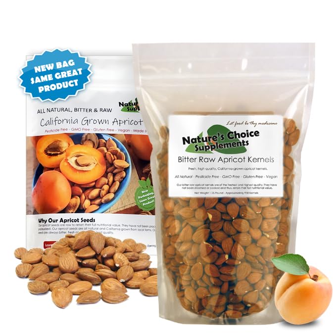 Organic California Grown Bitter Apricot Seeds - Raw, All Natural, Non-GMO - 1 LB Pack for Baking, Snacking & Healthy Recipes