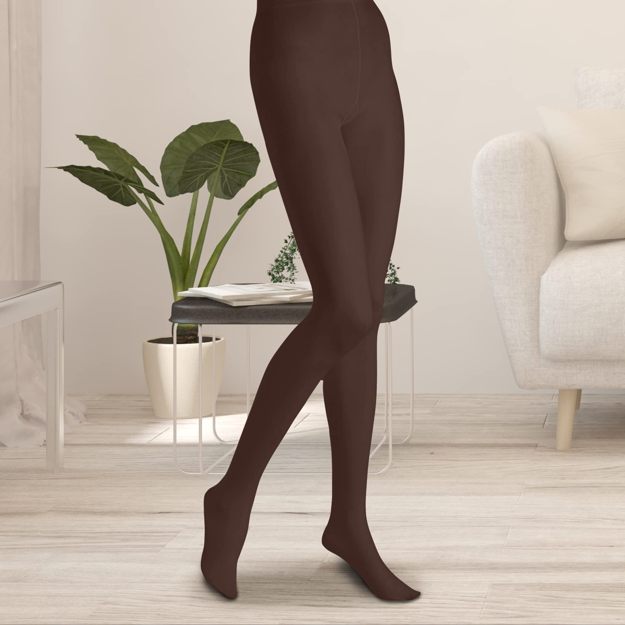 Butterfly EMEM Women's Plus Size Opaque Footed Tights - Comfortable Queen Size Pantyhose for Work, Travel & Everyday Wear