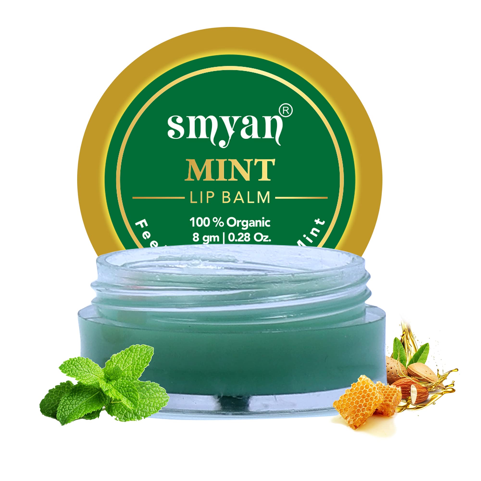 Organic Mint Lip Balm for Dry & Chapped Lips - Honey, Shea Butter & Cocoa Butter Treatment to Lighten Dark Lips - 8g Moisturizing Lip Care for Women & Men - Perfect for Daily Hydration & Night Repair
