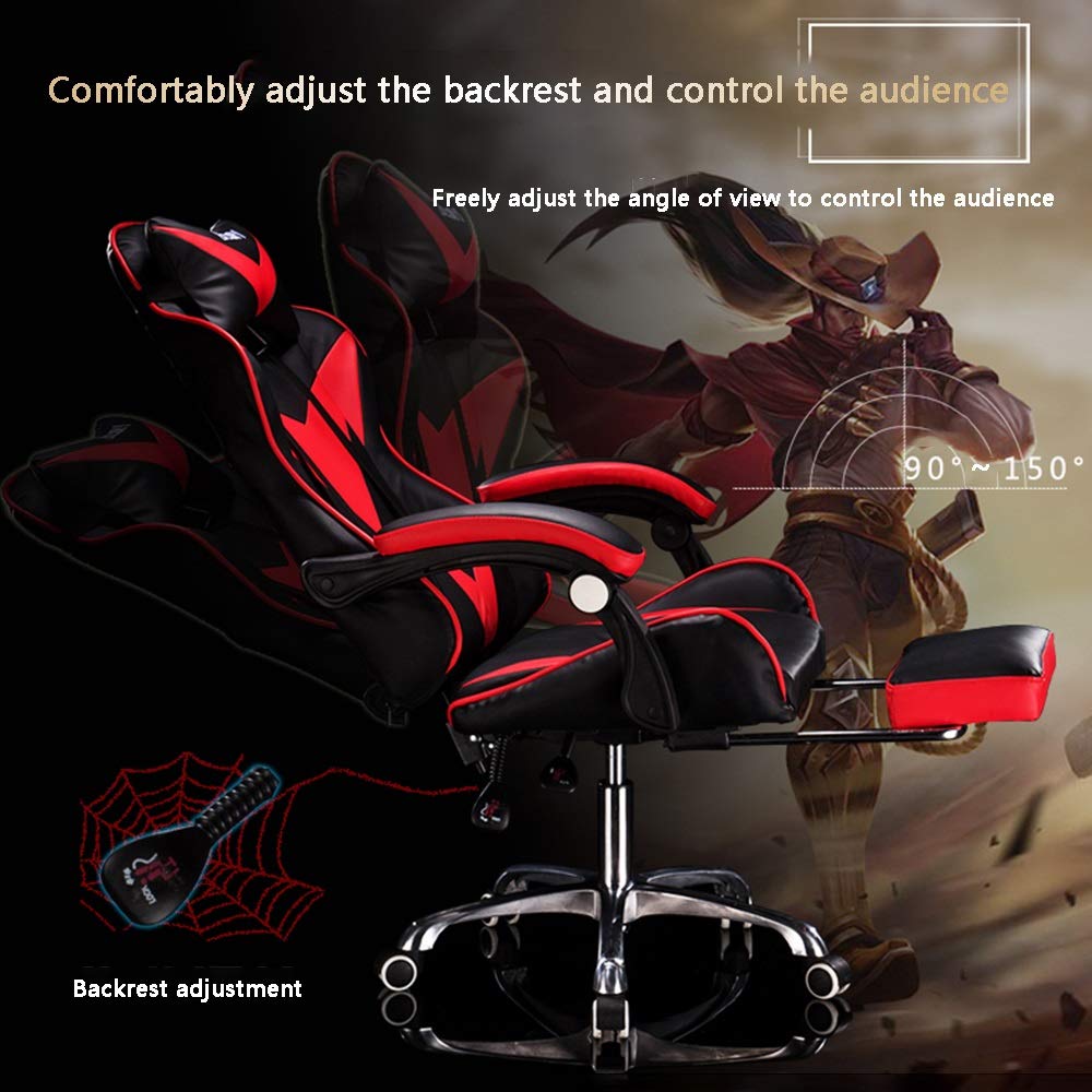 Ergonomic Racing Office Chair - High Back PU Leather Reclining Computer Chair with Massage, Height Adjustable & Swivel for Gaming & Work (Black Yellow) - Perfect for Home Office, Gaming Setup & Workspace Comfort