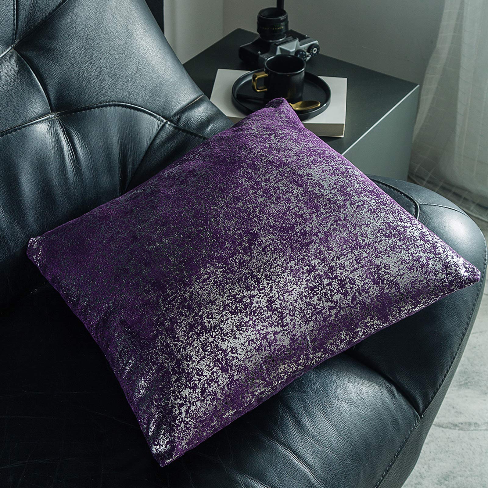 Xinrjojo 2-Pack 24x24 Inch Decorative Throw Pillow Covers - Silver Lavender Purple Square Cushion Cases for Sofa, Couch, Chair & Bedroom - Home & Car Decor Accessories