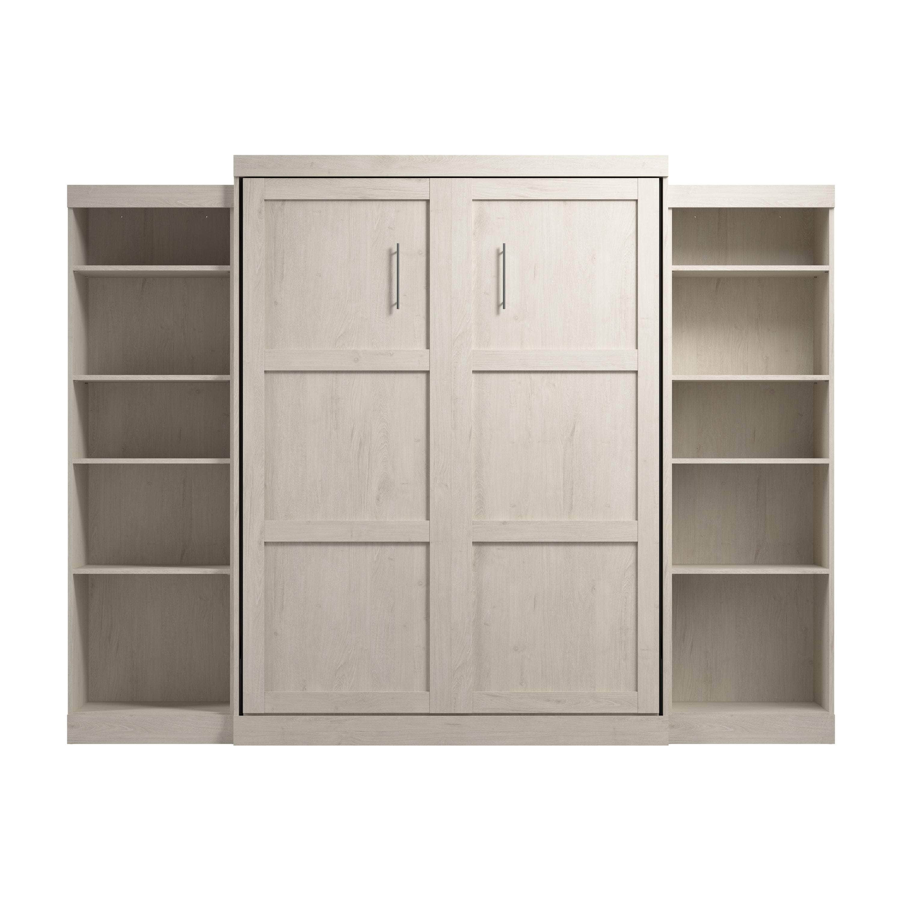 Pur Queen Murphy Wall Bed with 2 Storage Units (115W) - 7 Color Options | Space-Saving Foldable Bed for Small Apartments, Guest Rooms & Home Offices
