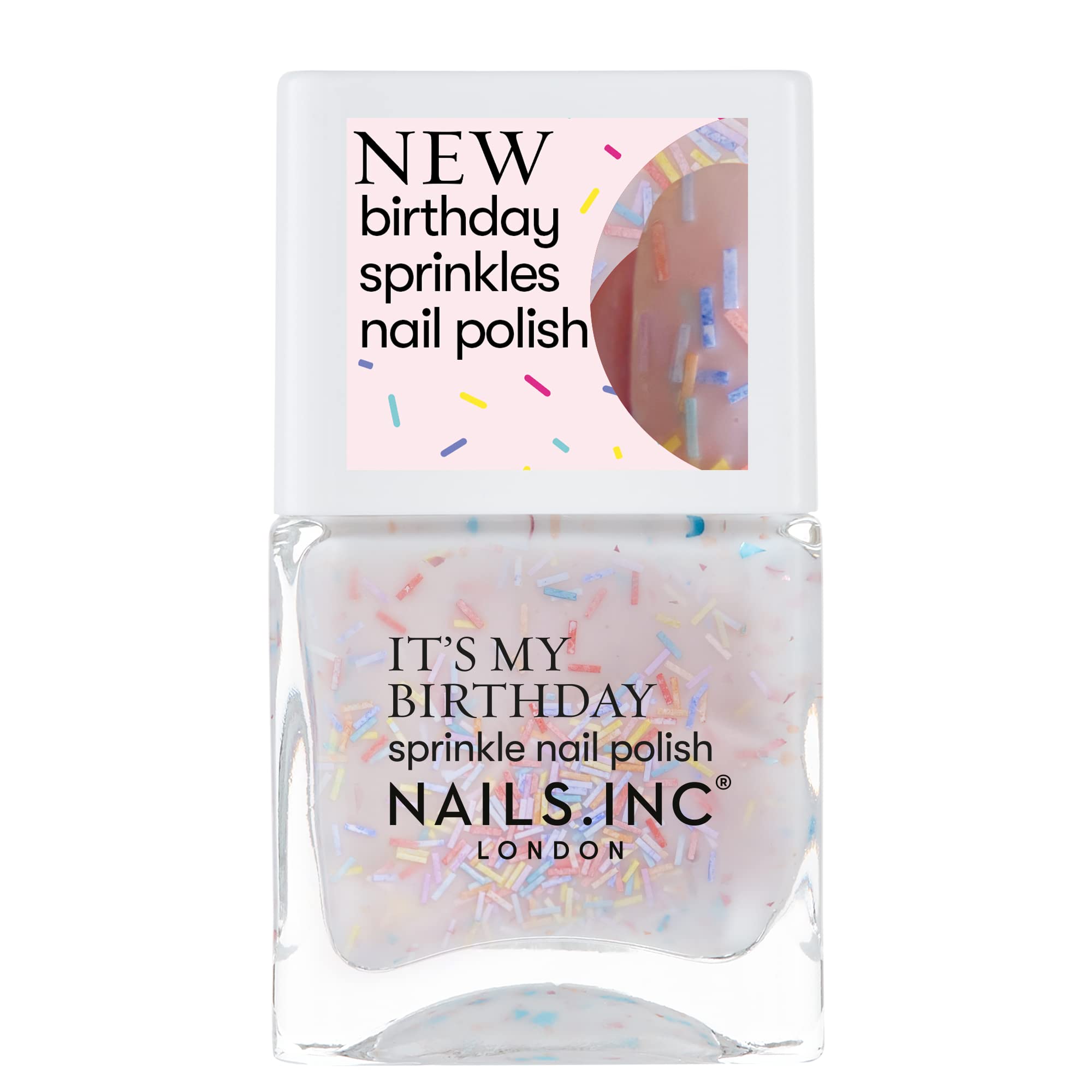 Nails.INC It's My Birthday Sprinkle Nail Polish - Glittery Birthday Nail Color for Parties & Celebrations | Long-Lasting & Chip-Resistant Formula