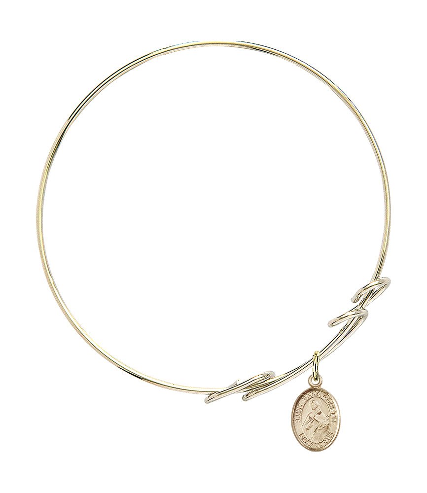 St. Maria Goretti Gold-Filled Round Double Loop Bangle Bracelet - Elegant Religious Jewelry for Women, Perfect for Church, Weddings & Daily Wear